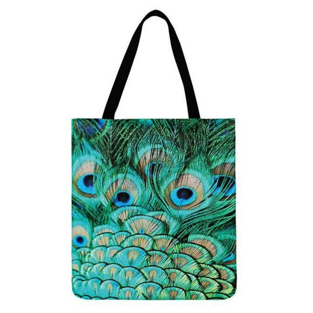 Peacock Feathers Womens Tote Bag Canvas Shoulder Bag Crossbody Handbag For Work Shopping 